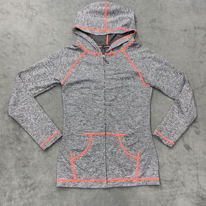 LA WINNER Womens Full Zip Hoodie Jacket Size S M Gray Pink Athletic Lightweight